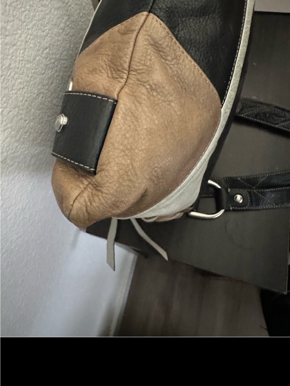 B. Makowsky Colorblock Patchwork Soft Leather Shoulder BagHobo Tricolor Y2K Boho - Picture 11 of 12